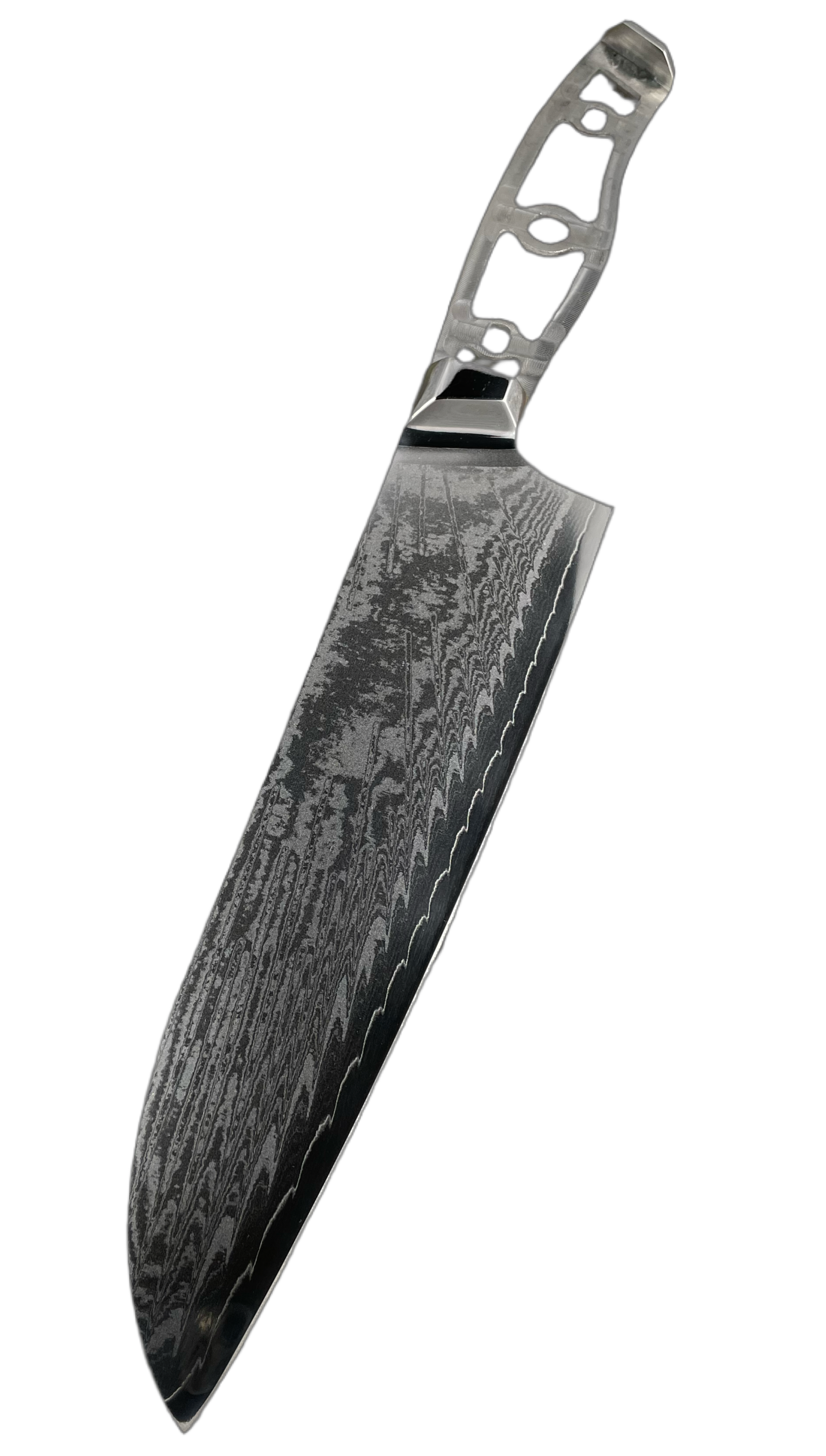 Santoku - AUS10 Damask kockkniv 20 cm full tånge med hölster