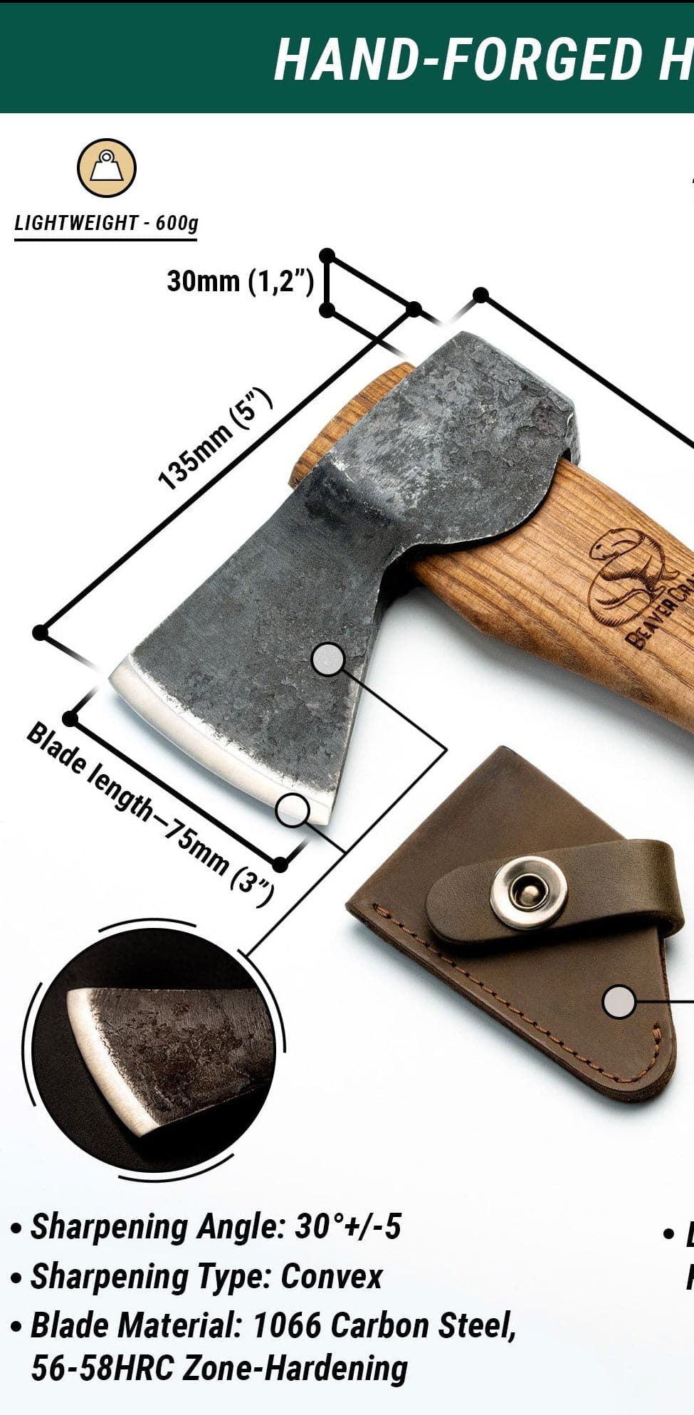 Yxa med äggskydd AX1 Bushcraft Hatchet