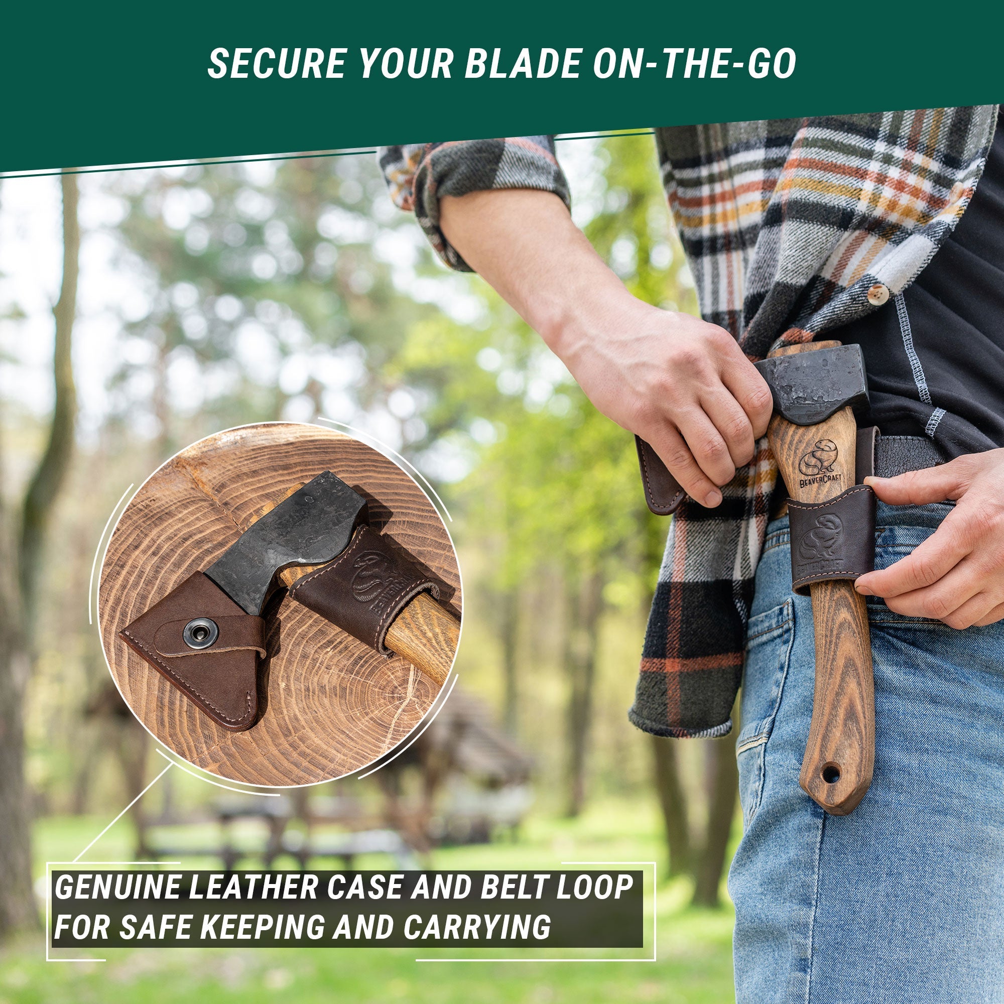 Øks med eggbeskytter AX1 Bushcraft Hatchet