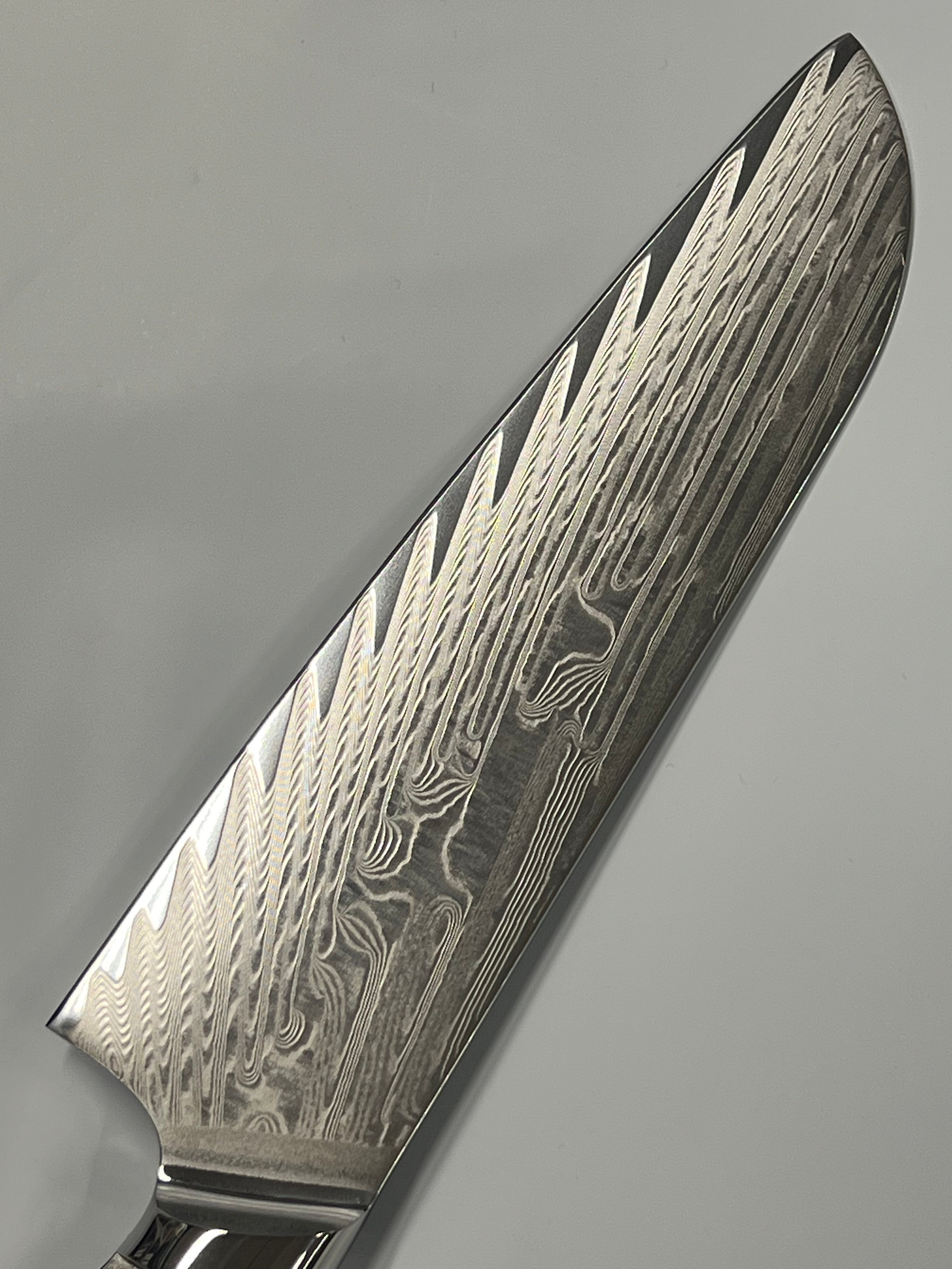 Santoku - VG10 Damask Kockkniv 20 cm full tånge med hölster