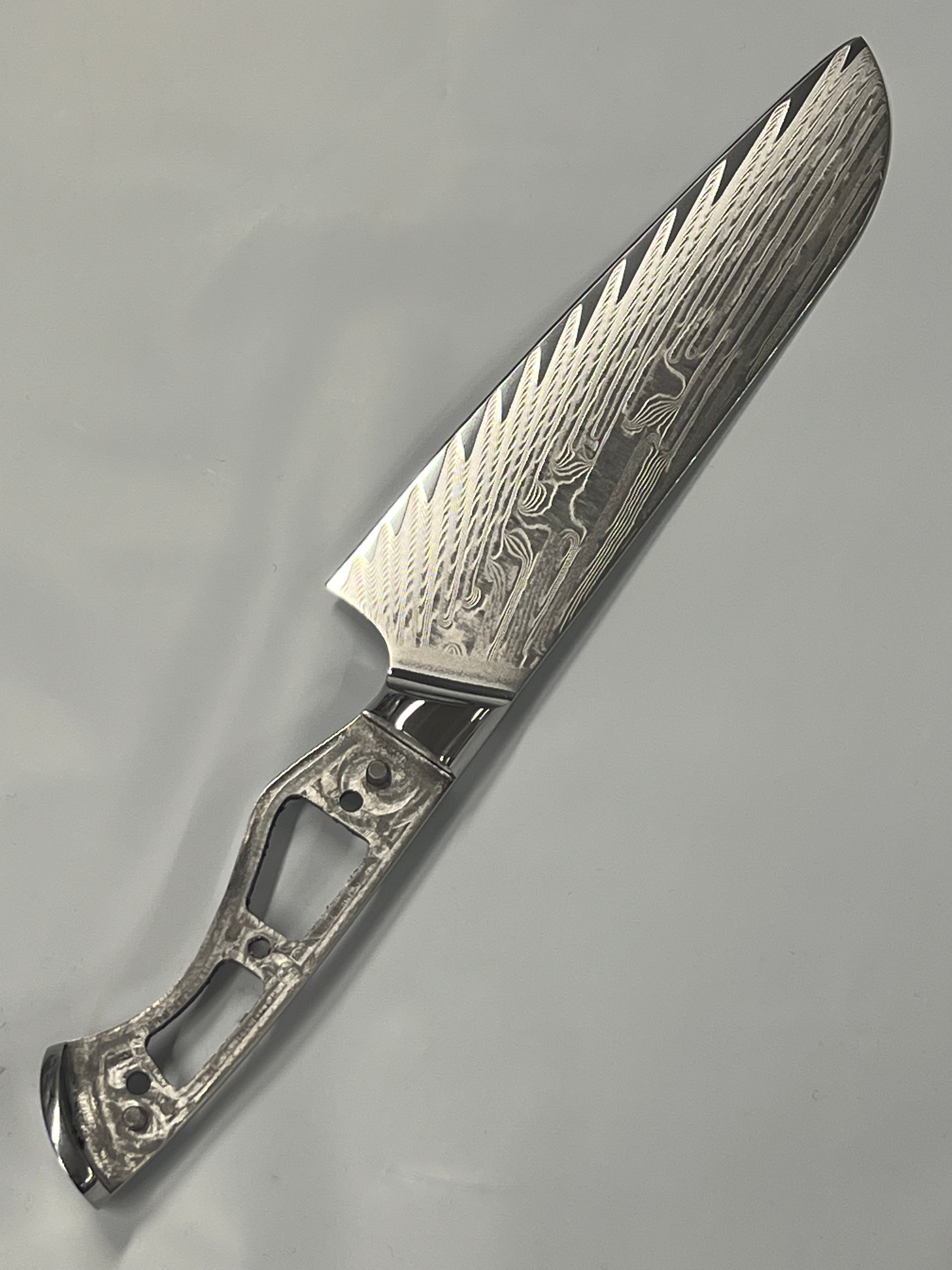 Santoku - VG10 Damask Kockkniv 20 cm full tånge med hölster