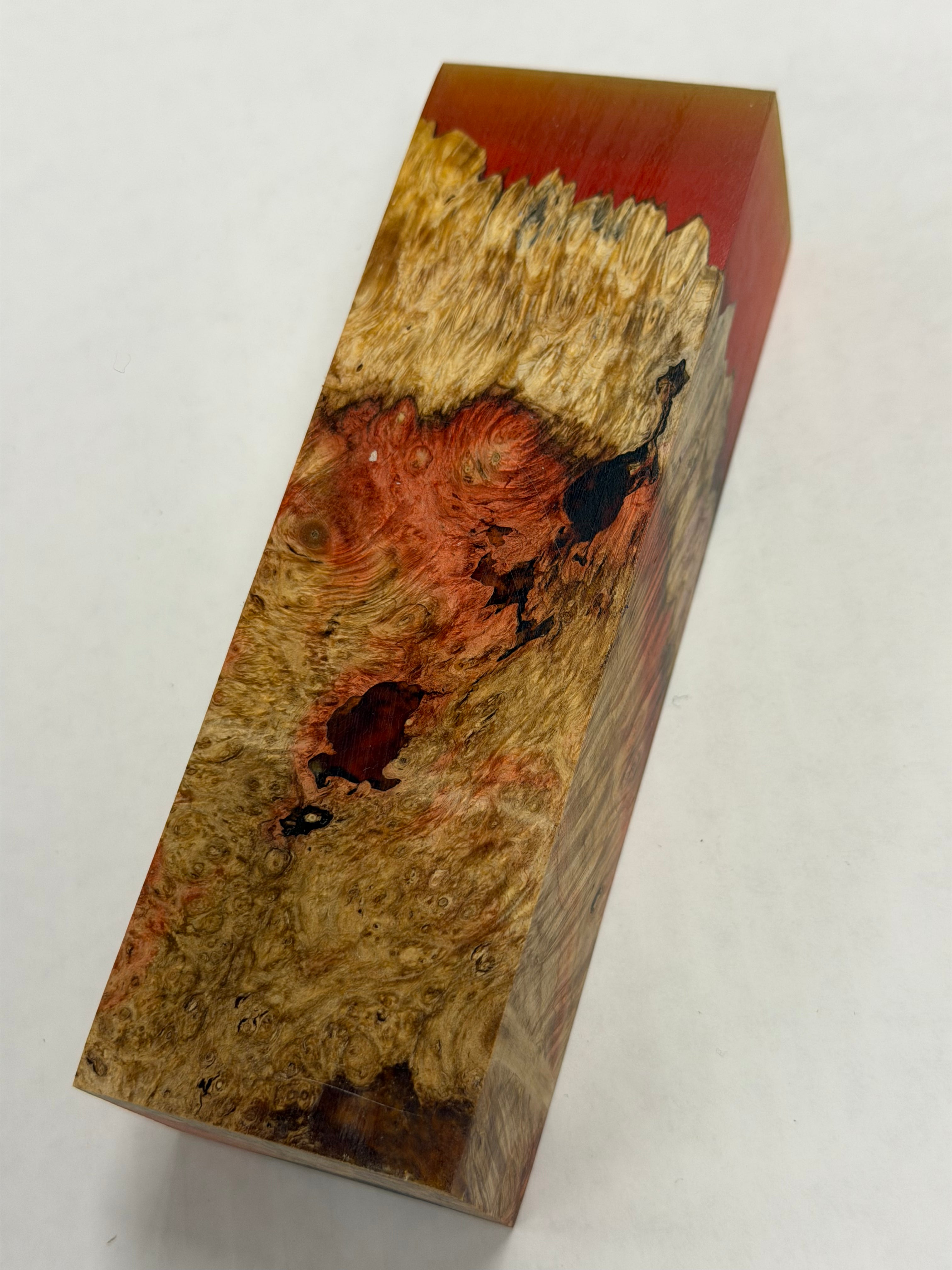 Stabilized shaft blank wood and green resin block B-72