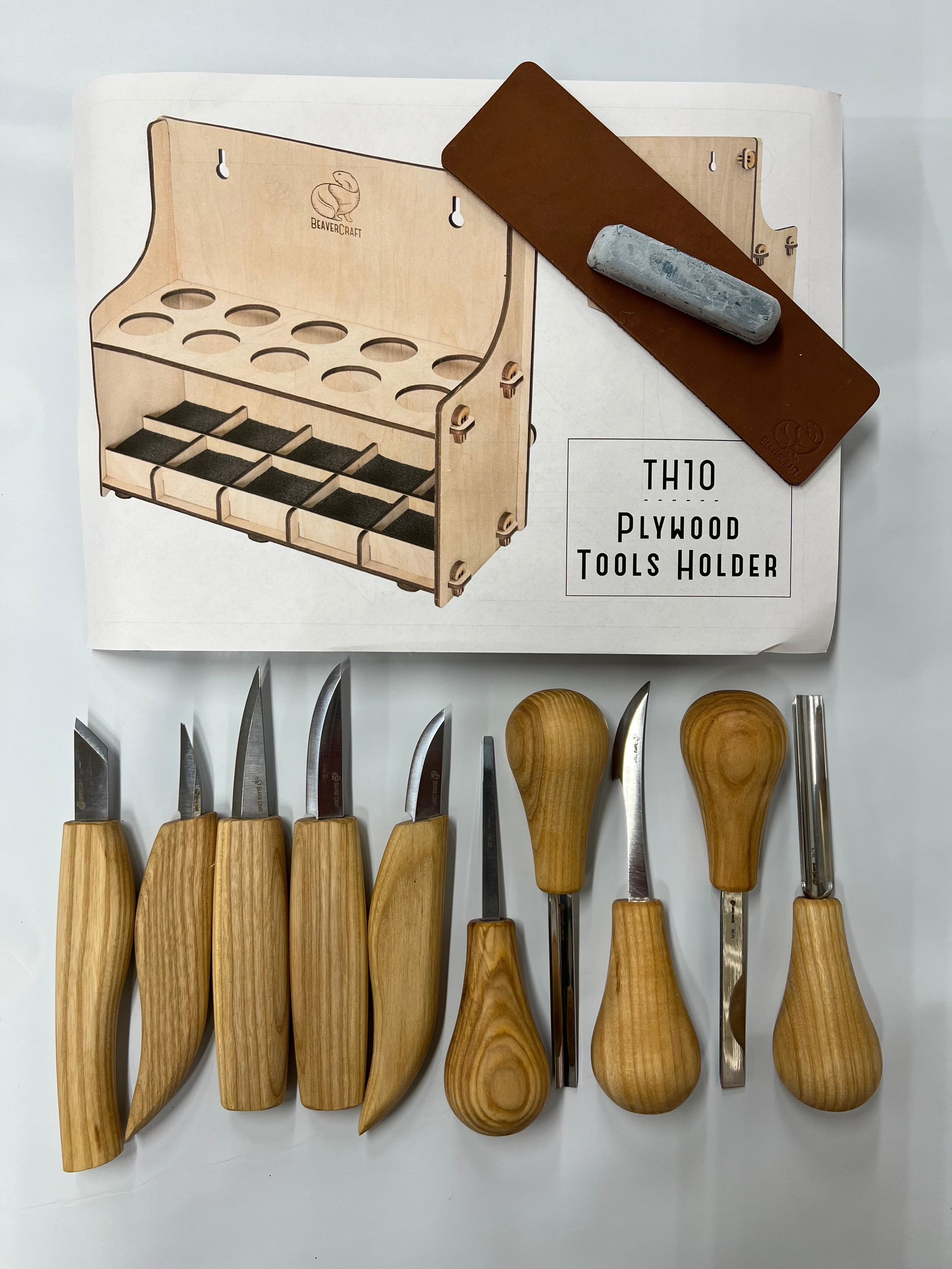 Träsniderijärnset S52 med 10 järn och verktygshållare