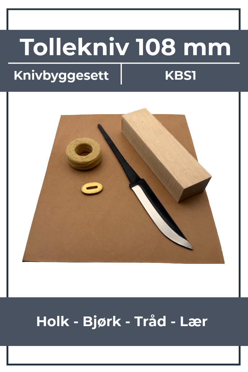 Knivbyggesett KBS1 - 108mm med bjørk, holk og lær