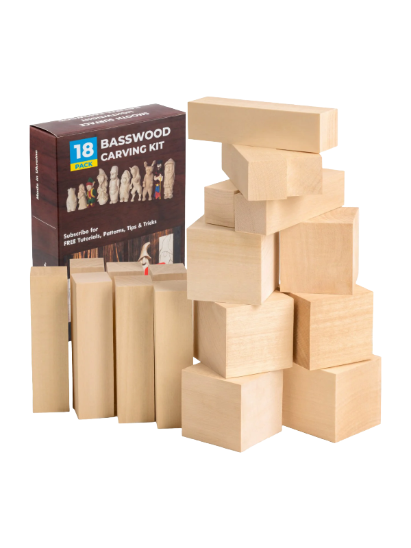 Basswood treskjæringsemner BW18 18-pack fra Beaver Craft