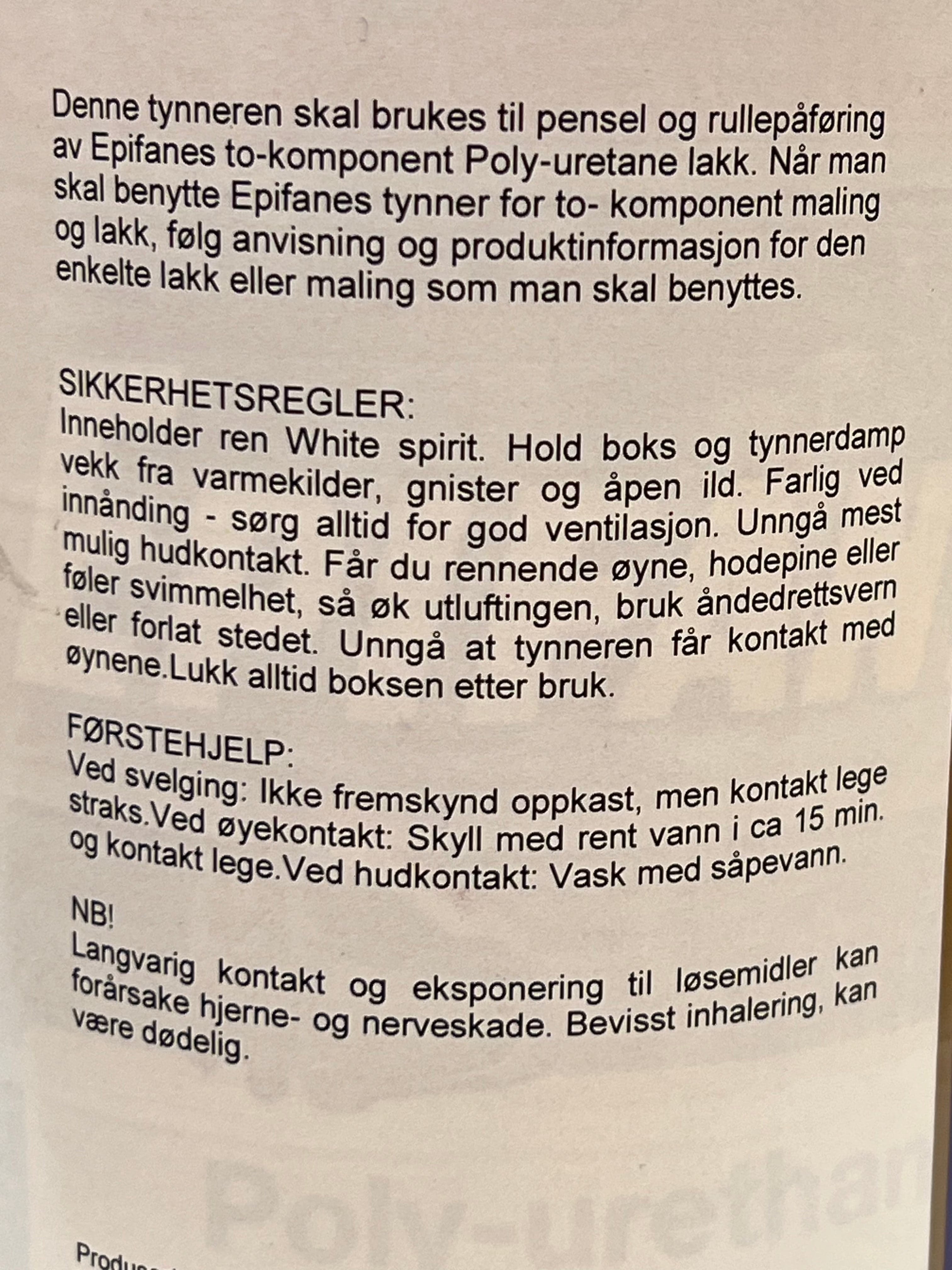 Epifanes förtunning för polyuretanlack tvåkomponent 1000 ml