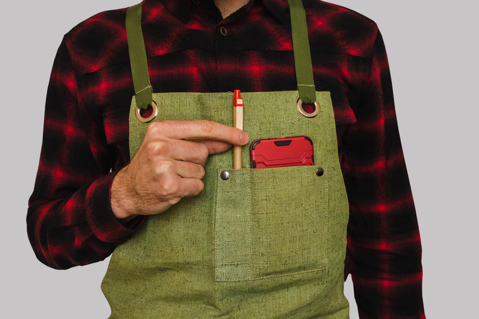 Adjustable apron in green canvas AP1
