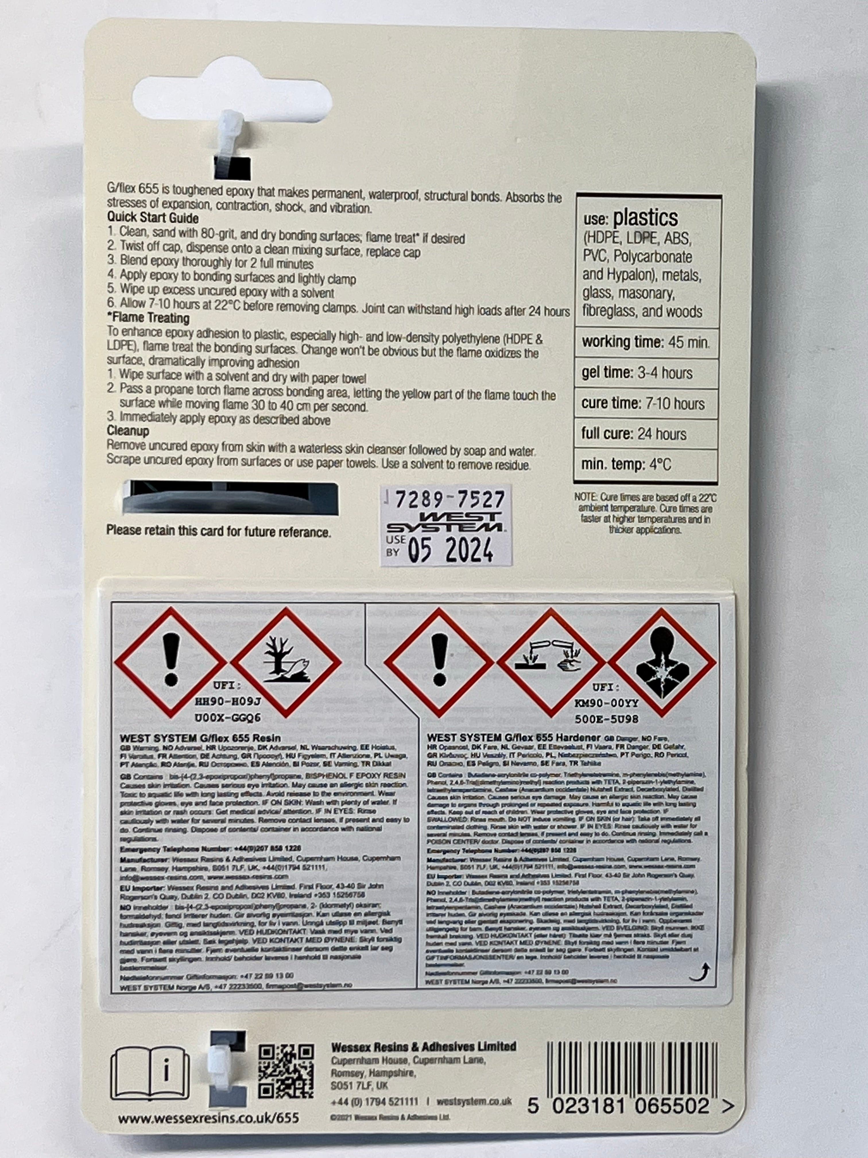 G/flex 655 Stötsäkert förtjockat epoxilim spruta 25 ml