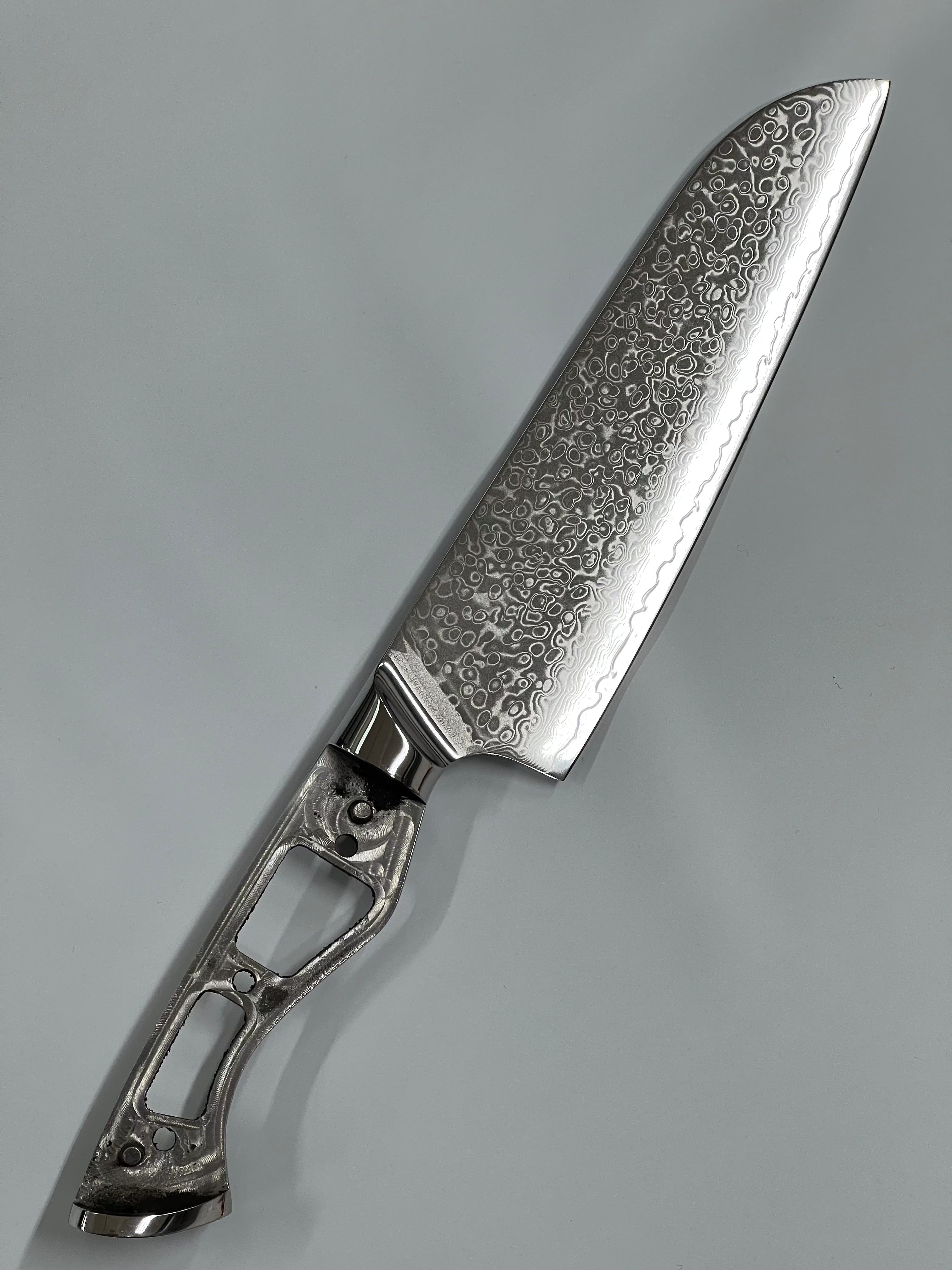 Santoku - VG10 Damask Kockkniv 20 cm full tånge med hölster