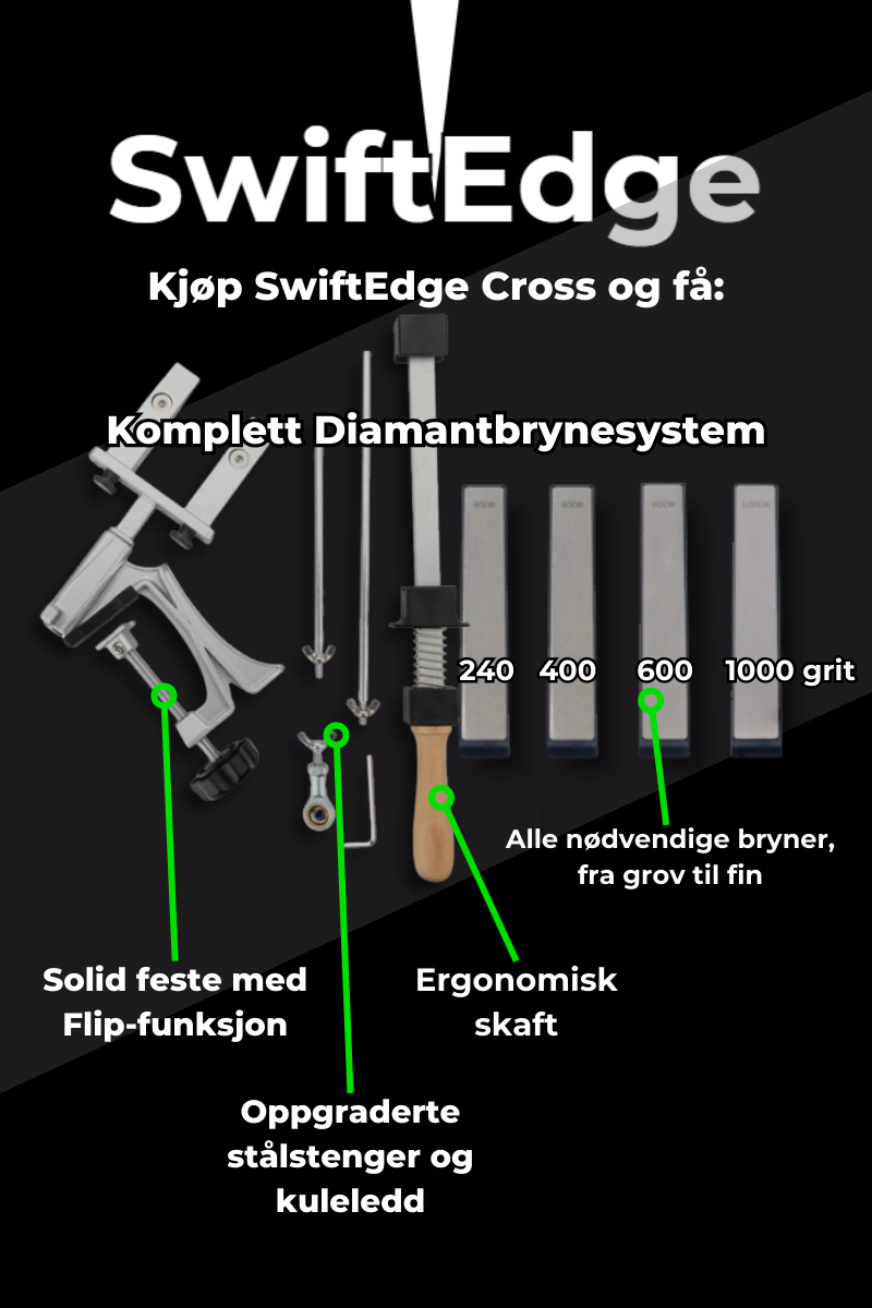 SwiftEdge Cross: Knivslipesystem med justerbar vinkel og diamantbryner