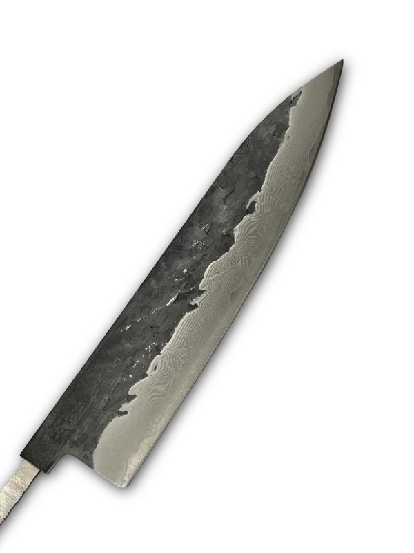 Kokkekniv 200mm VG-10 Svart Brute de forge Damaskus