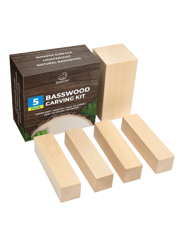 Basswood treskjæringsemner BW5 5-pack fra Beaver Craft