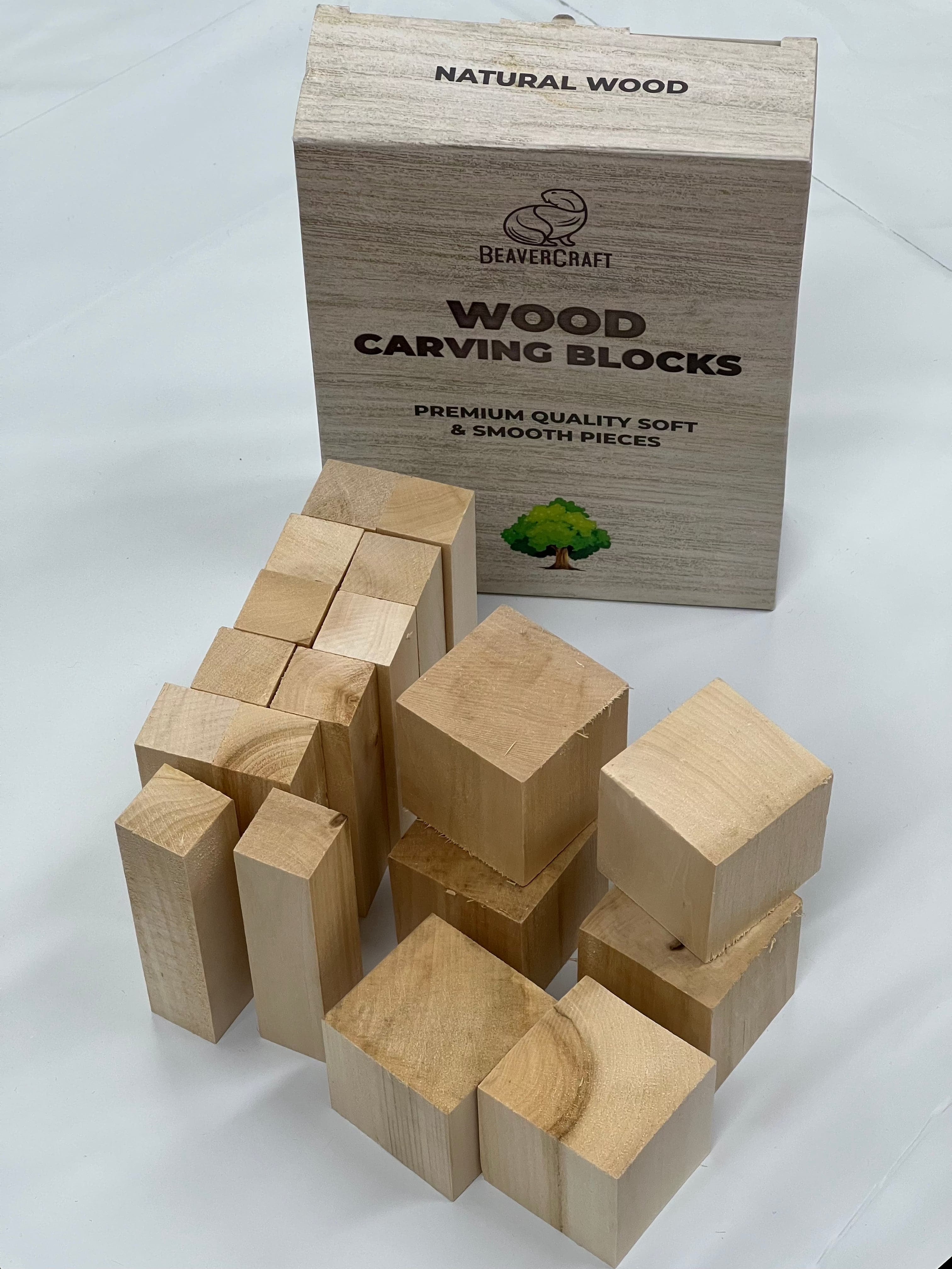 Basswood treskjæringsemner BW18 18-pack fra Beaver Craft