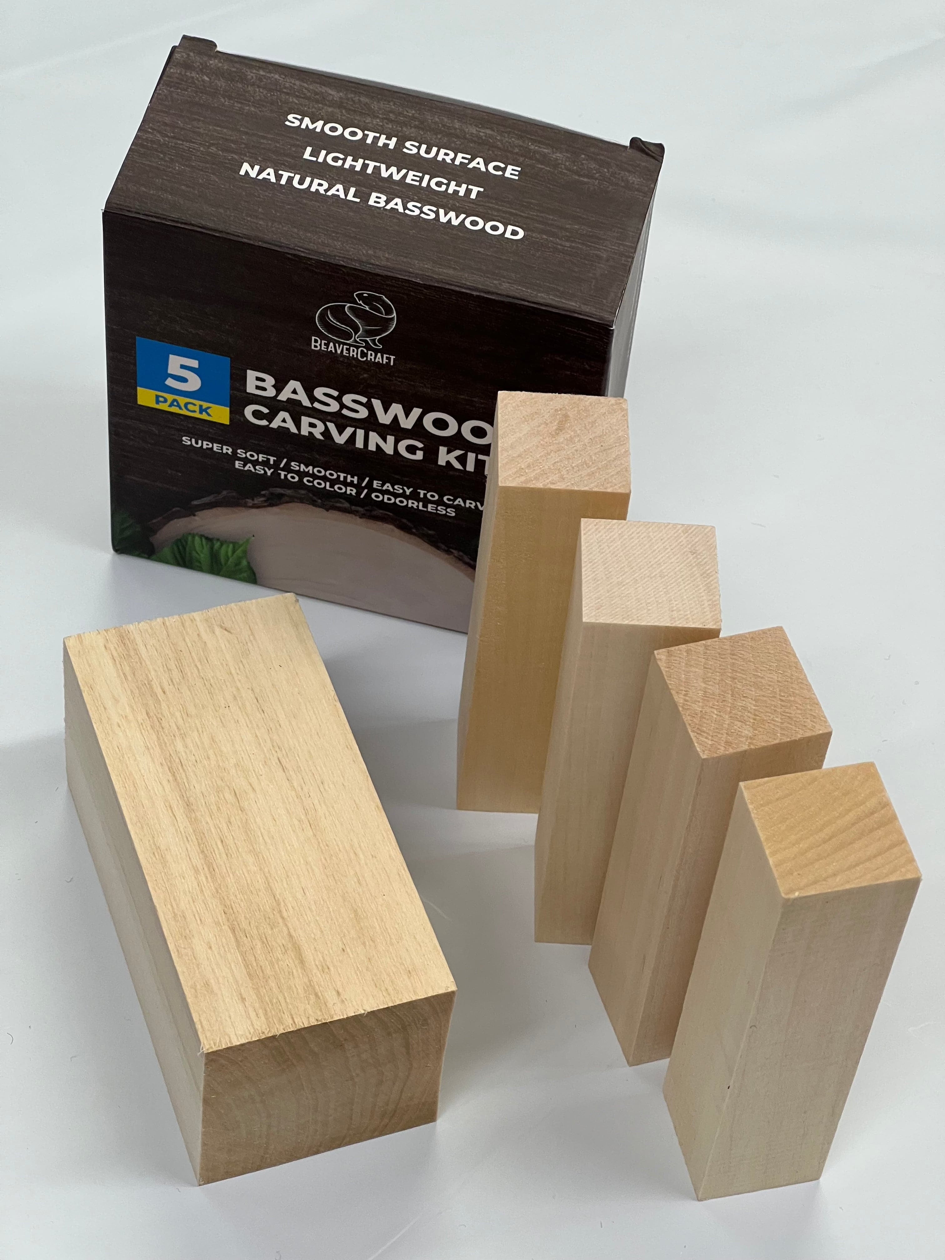 Basswood treskjæringsemner BW1 5-pack fra Beaver Craft