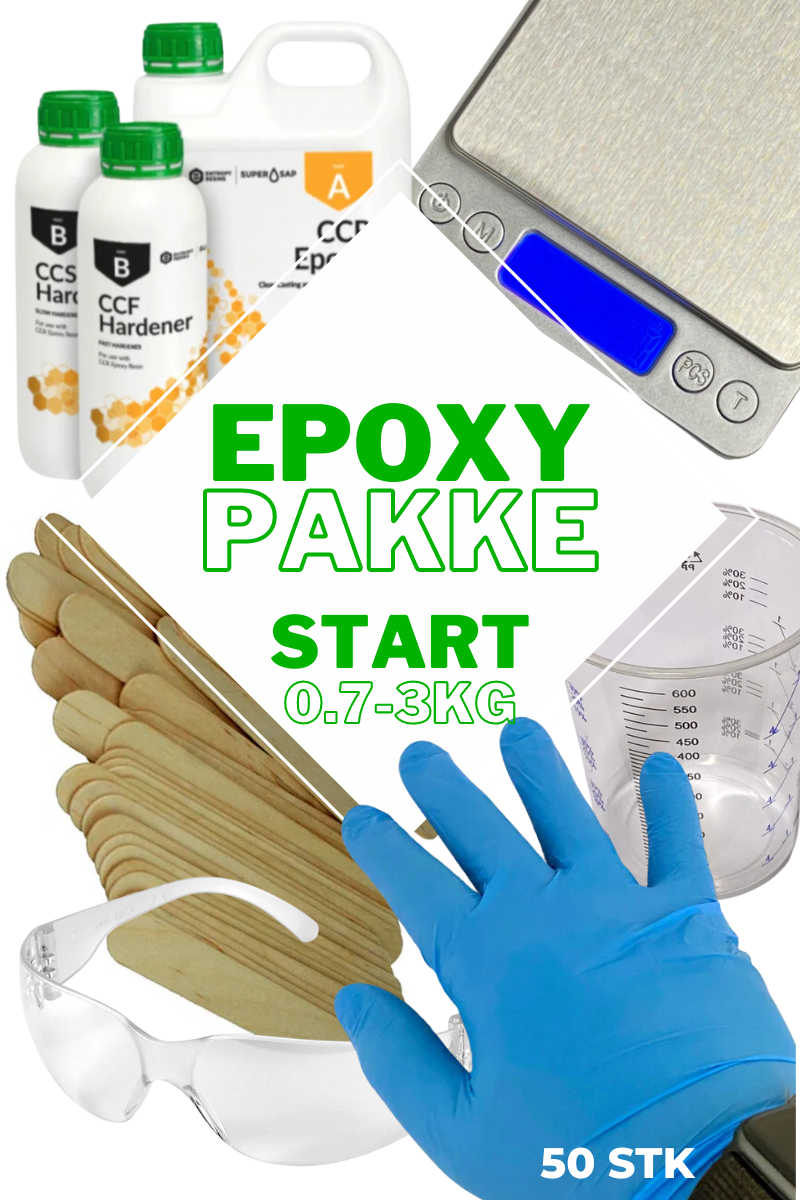 Startpakke for Epoxy (glassklar støpeepoxy CCR) - Alt du trenger 0.7-3kg